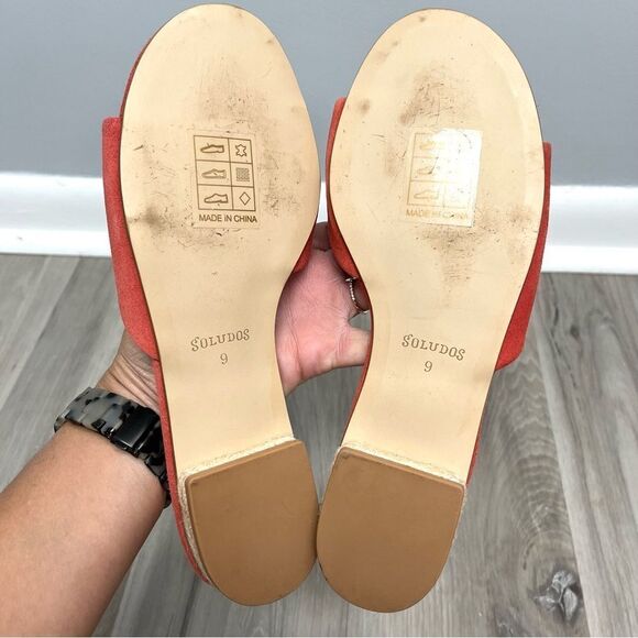 Soludos Women's Red Suede Slide Sandals - Picture 4 of 5